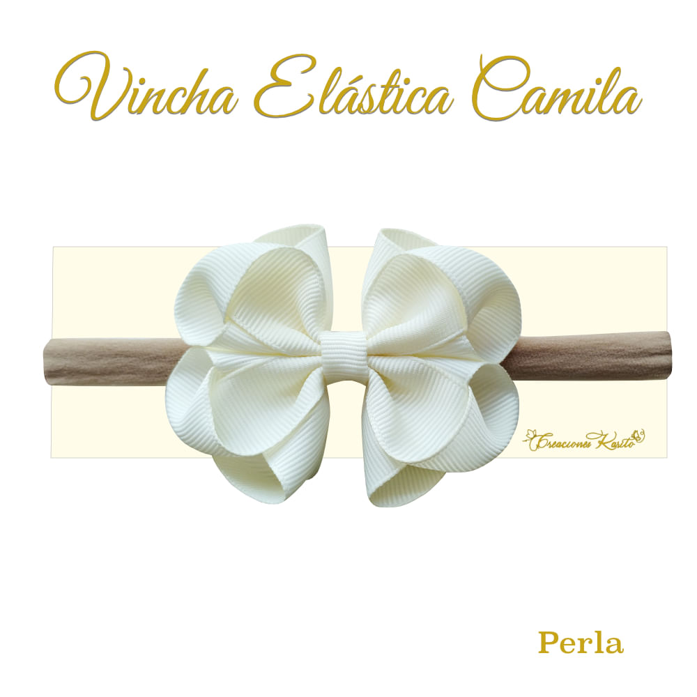Vincha para bebé modelo Camila color perla - Creaciones Karito