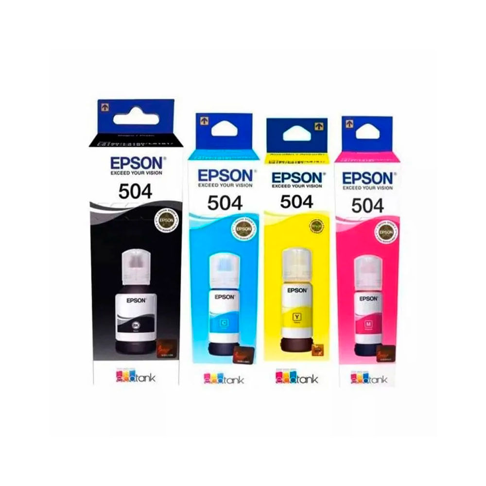 Kit de Tintas Epson 504 Originales Negro Cian Magenta y Amarillo