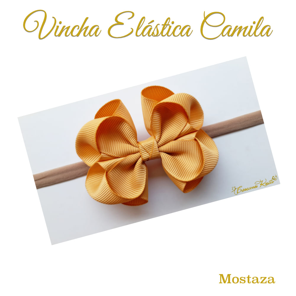 Vincha para bebé modelo Camila color mostaza - Creaciones Karito