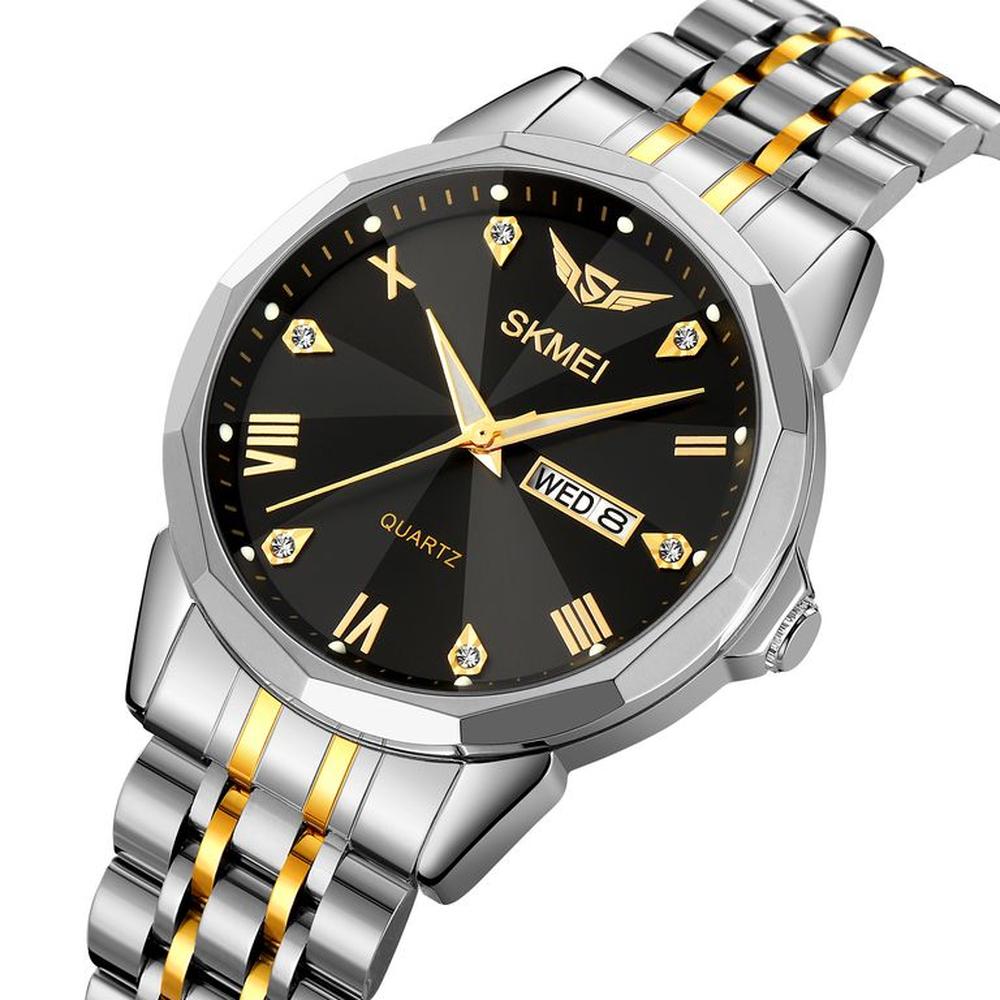 Reloj Skmei 2291 DORADO Fondo Negro analógo