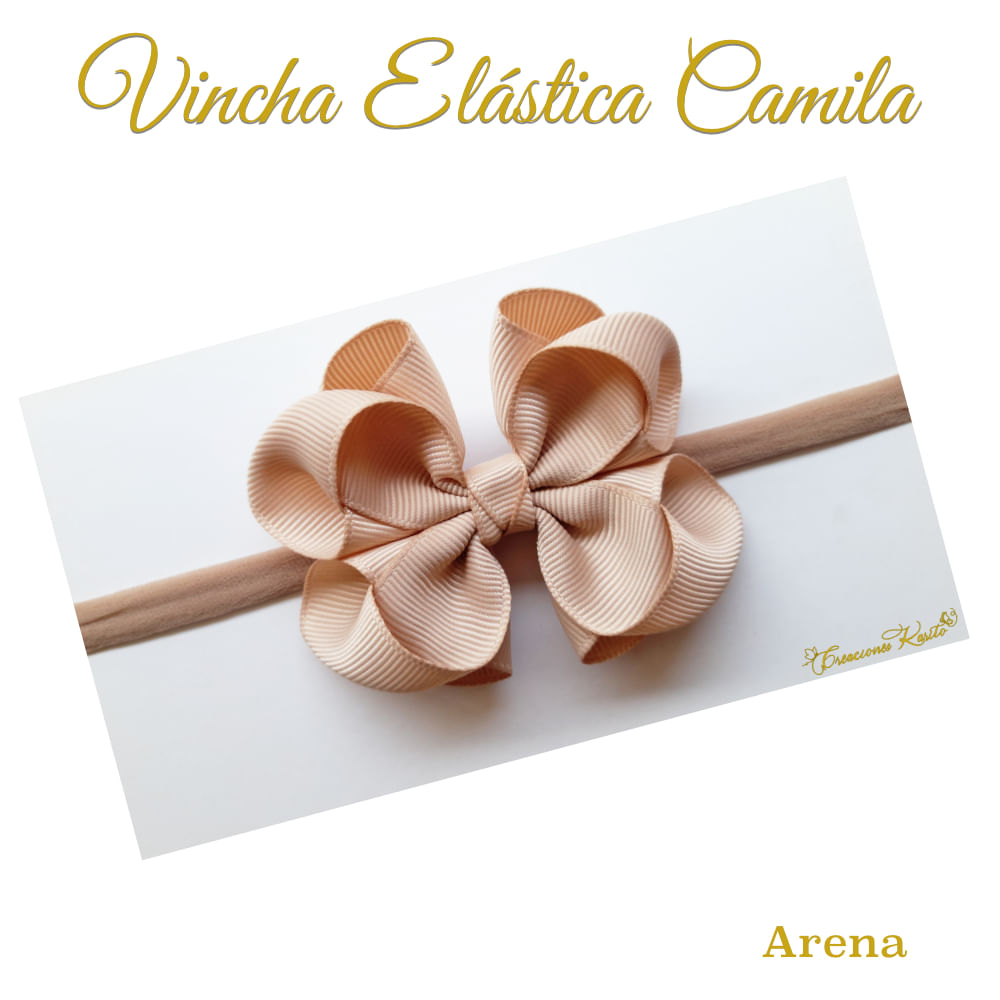 Vincha para bebé modelo Camila color arena - Creaciones Karito