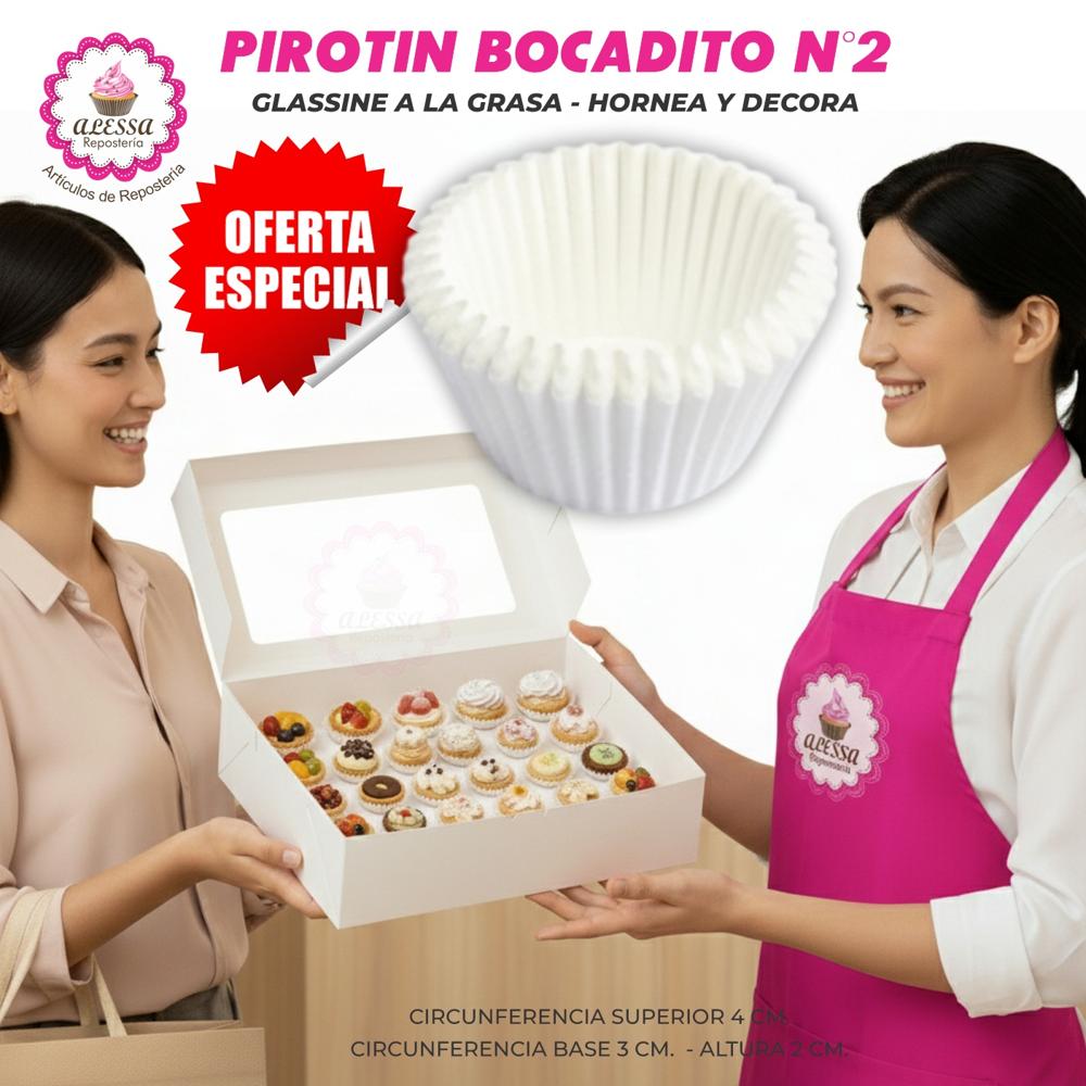 Pirotin Bocadito a la Grasa Horneable Blanco Número 2 - 1000 unidades