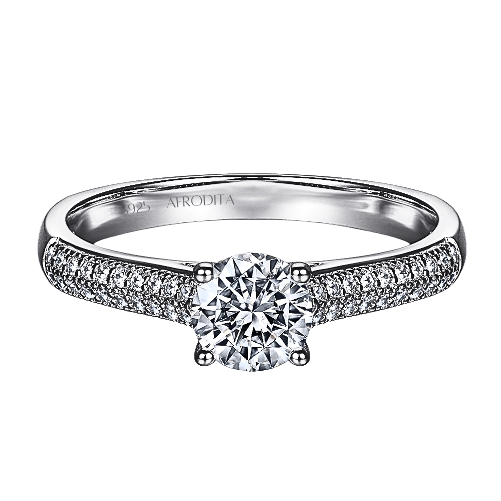 Anillo De Compromiso Afrodita 374 Plata Maciza Bañado En Oro Blanco T9