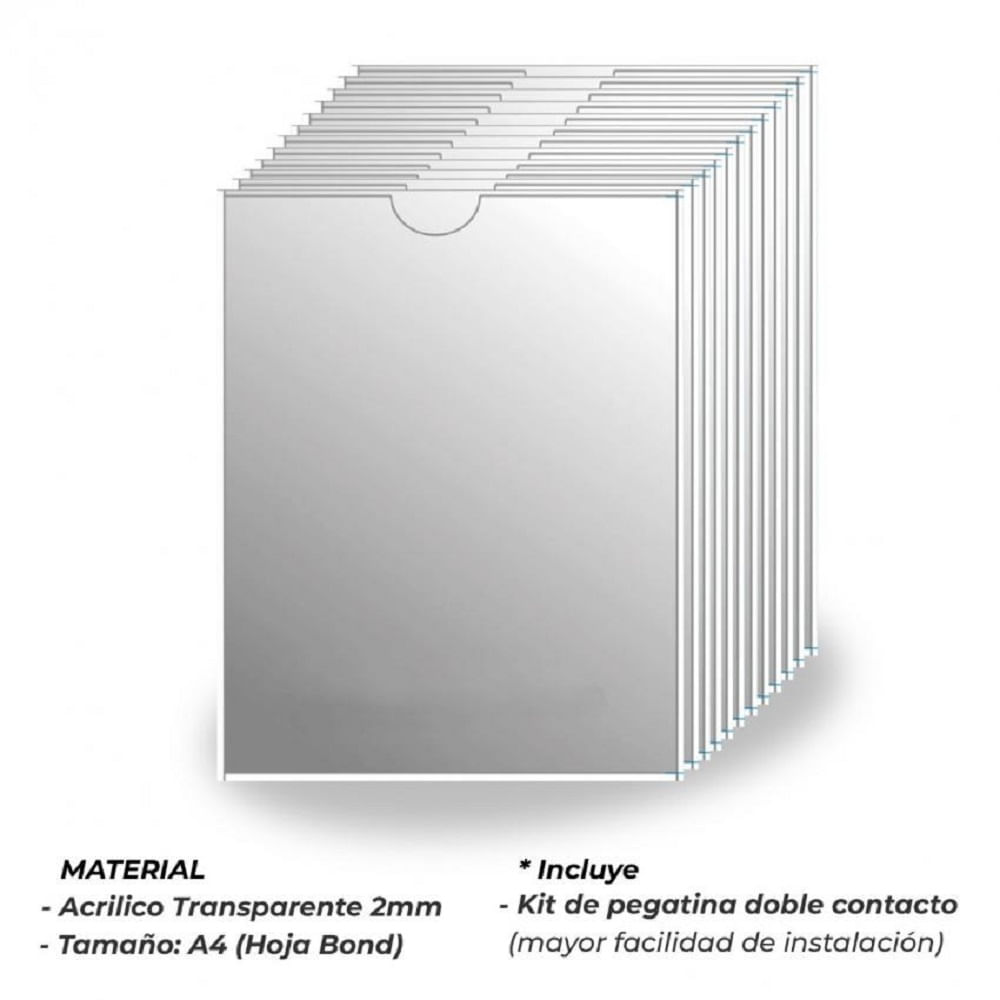 Portapapel de Acrilico A4 Vertical - Pack de 50 unidades