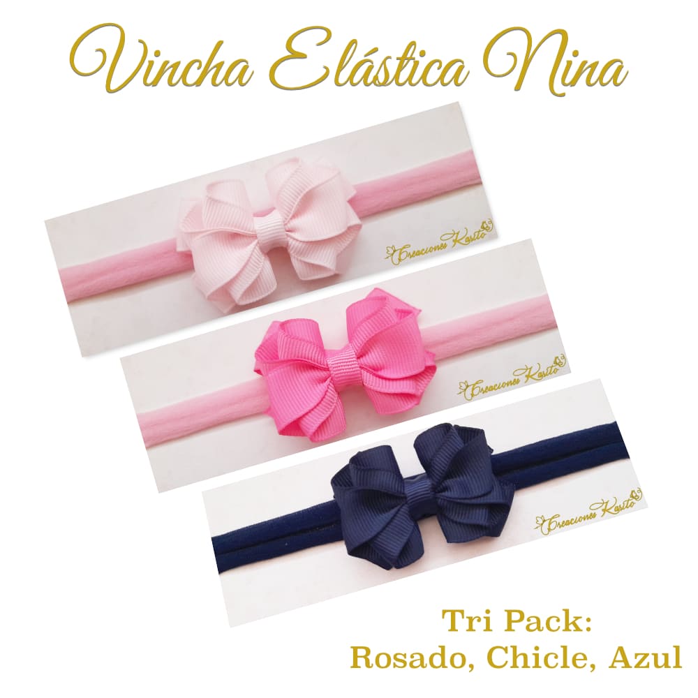 Vincha para bebé modelo Nina pack x3 - Creaciones Karito