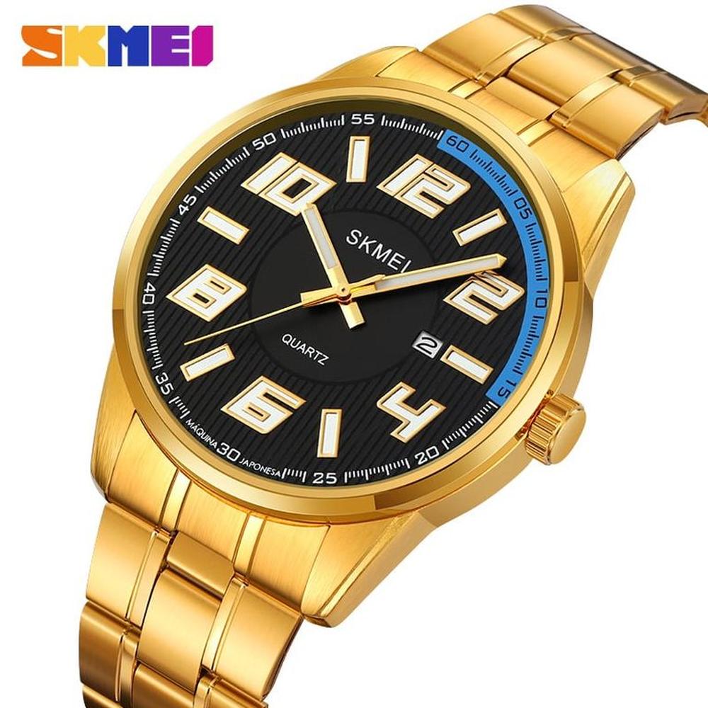 Reloj Skmei 2088 DORADO Fondo Negro analógo