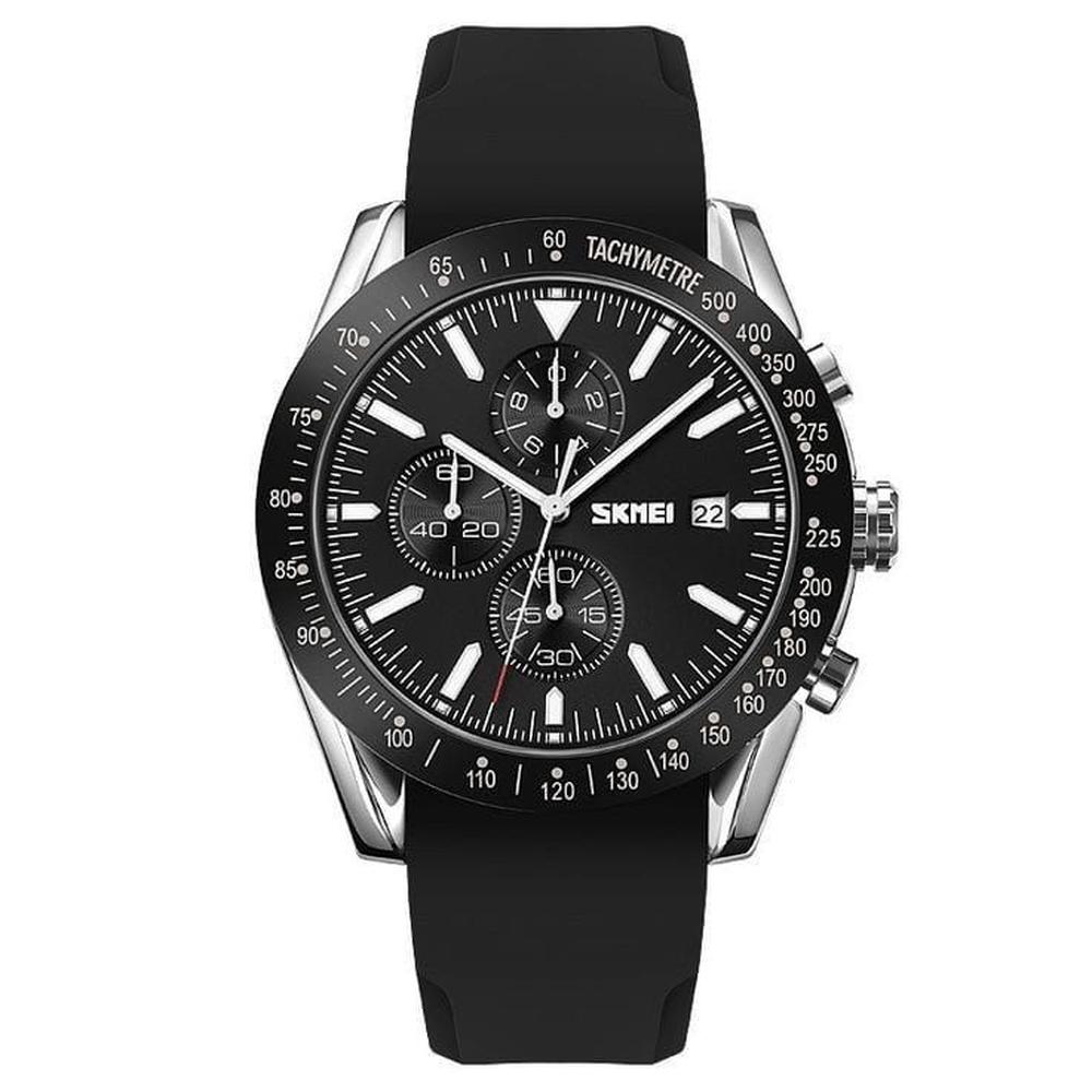 Reloj Skmei 9253 NEGRO BORDES PLATEADOSCORREA Silicona