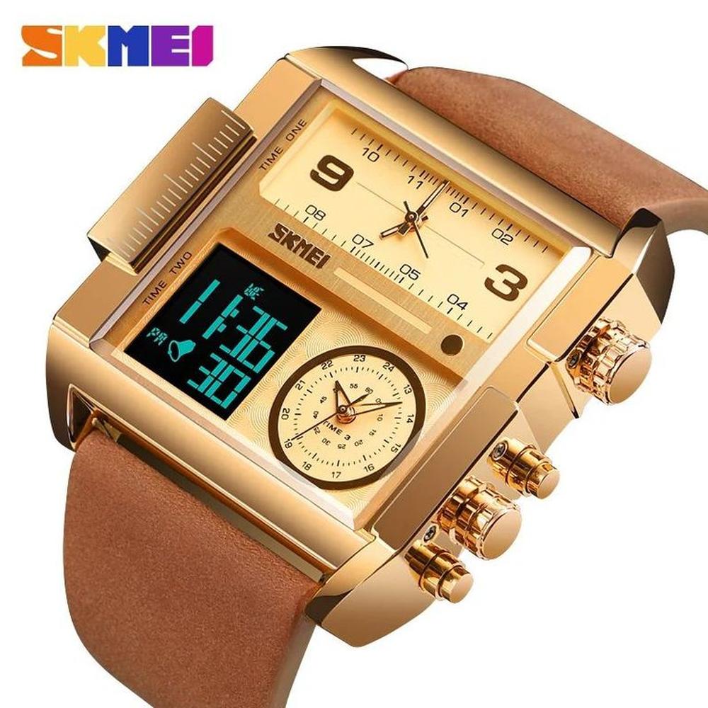 Reloj Skmei 1391 Dorado Correa marrón Digital Analogo Multifunción