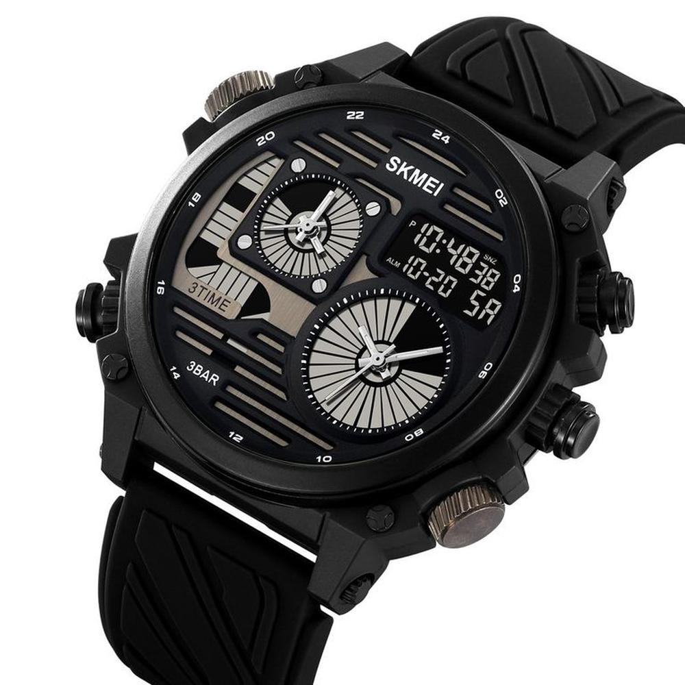 Reloj Skmei 2202 Negro Analogo y Digital Correa Silicona.