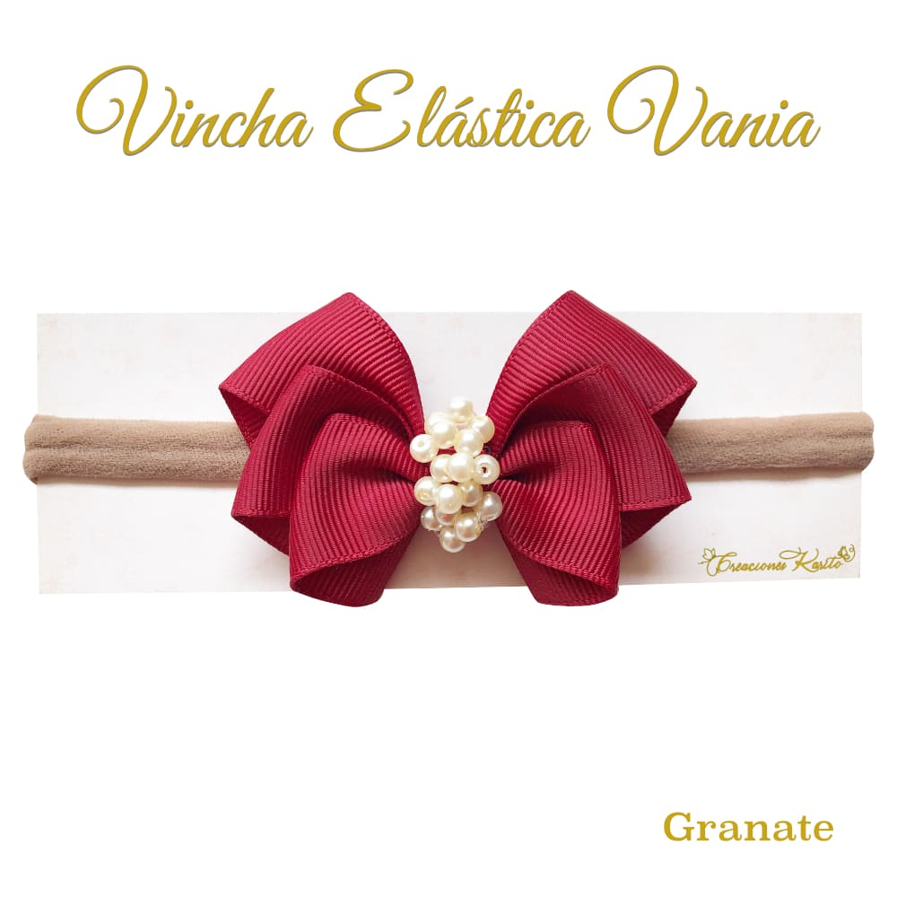 Vincha para bebé modelo Vania color granate - Creaciones Karito