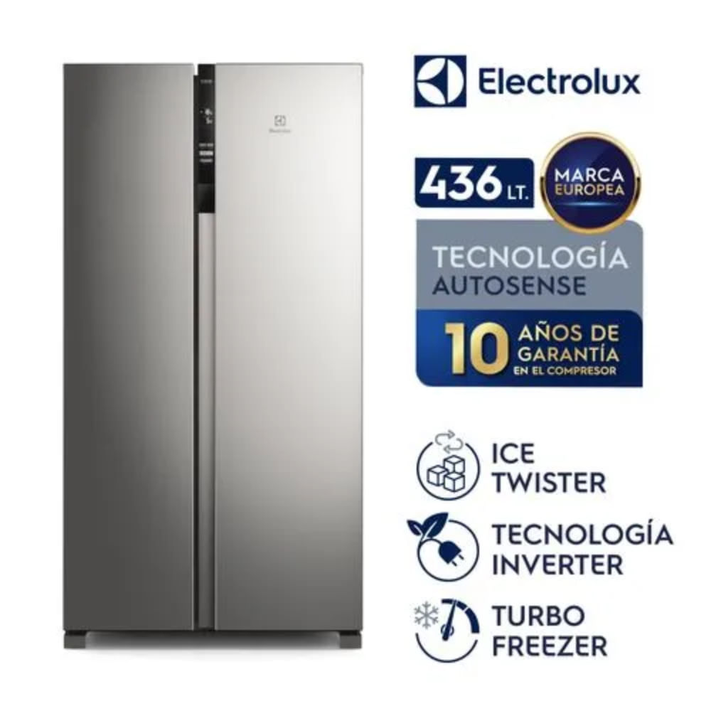 REFRIGERADORA ELECTROLUX SIDE BY SIDE 442L NO FROST ERSA44V2HVG