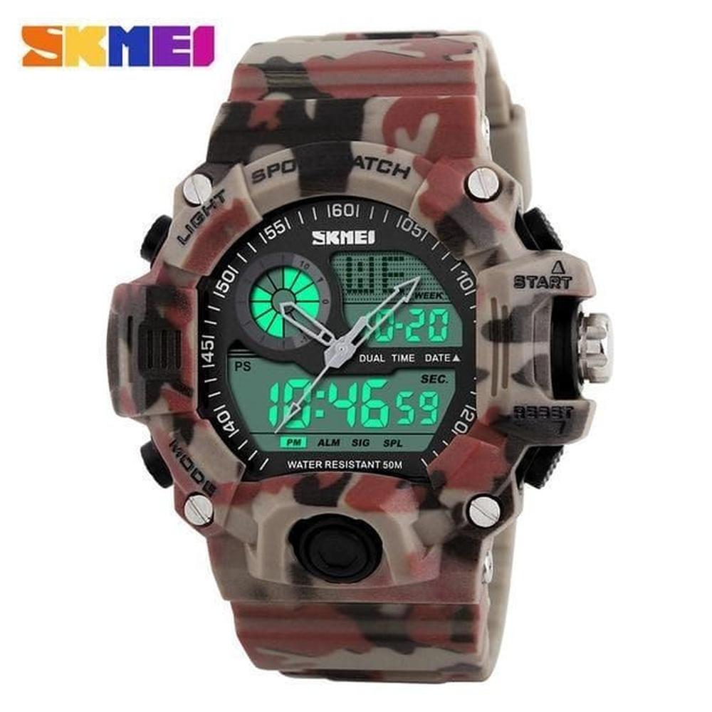Reloj Skmei 1029 camuflado rojo Silicona.