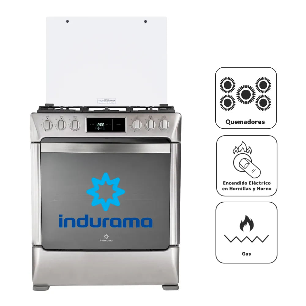 Cocina a Gas Indurama ROMA ZAFIRO 5 Hornillas Croma