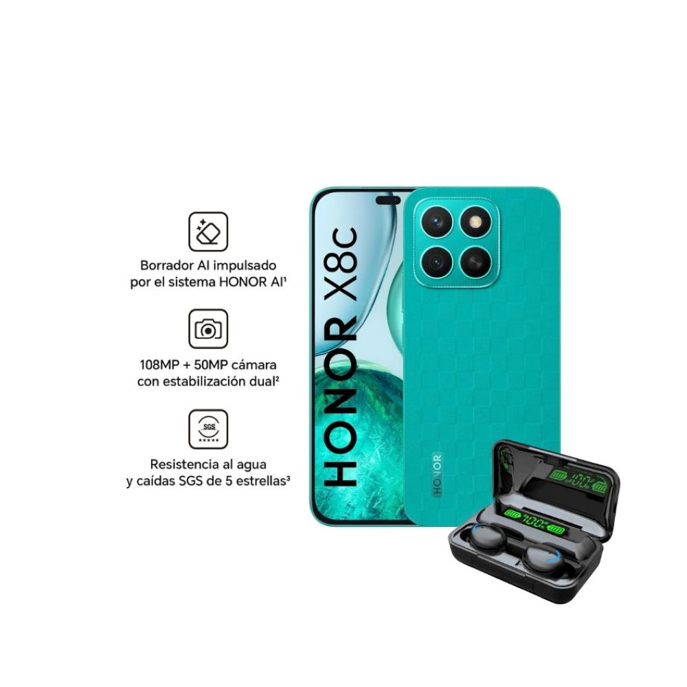 Celular Honor x8c 8+8 Ram-256Gb Color Verde+Audifonos de Regalo Celular Honor x8c 8Y8 Ram-256Gb Color Verde CON Audifonos de Regalo Celular Honor x8c 8+8 Ram-256Gb Color Verde+Audifonos de Regalo Celular Honor x8c 8Y8 Ram-256Gb Color Verde CON Audifonos de Regalo