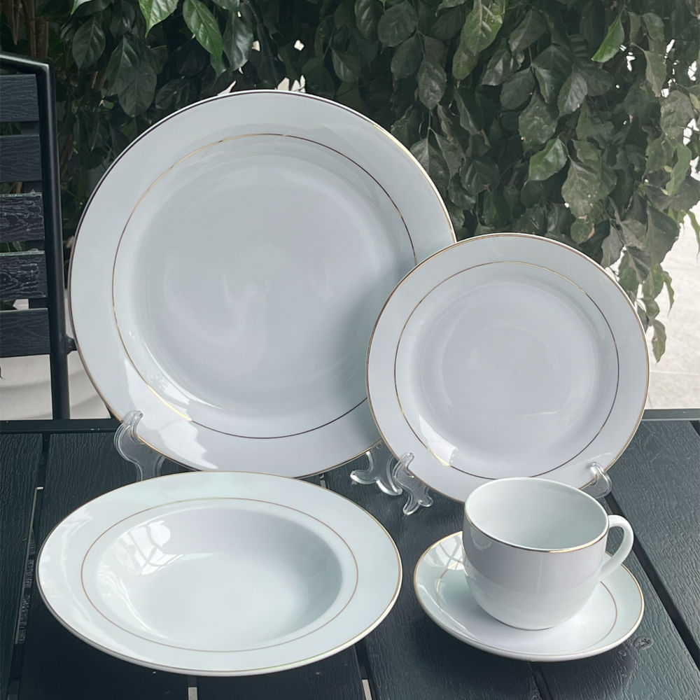 Juego De Vajilla Borde Dorado 20 Piezas