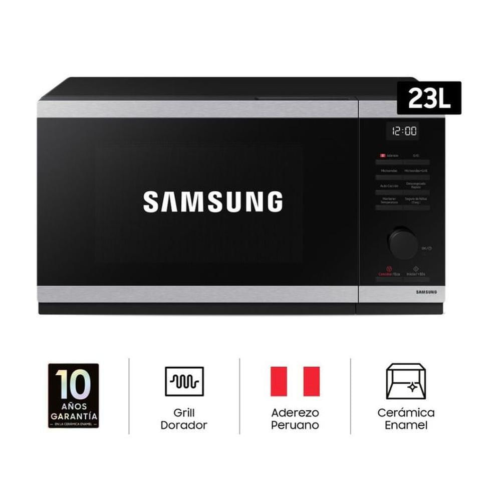 MICROONDAS SAMSUNG CON DORADOR 23lts Acero Inoxidable MG23DG4524ATPE