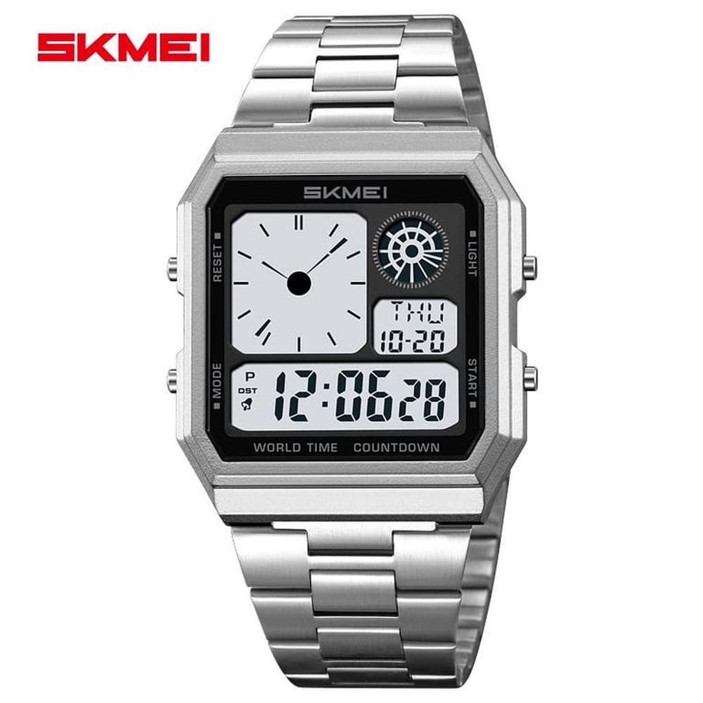Reloj Skmei 2353 Plateado Digital Hora Mundial