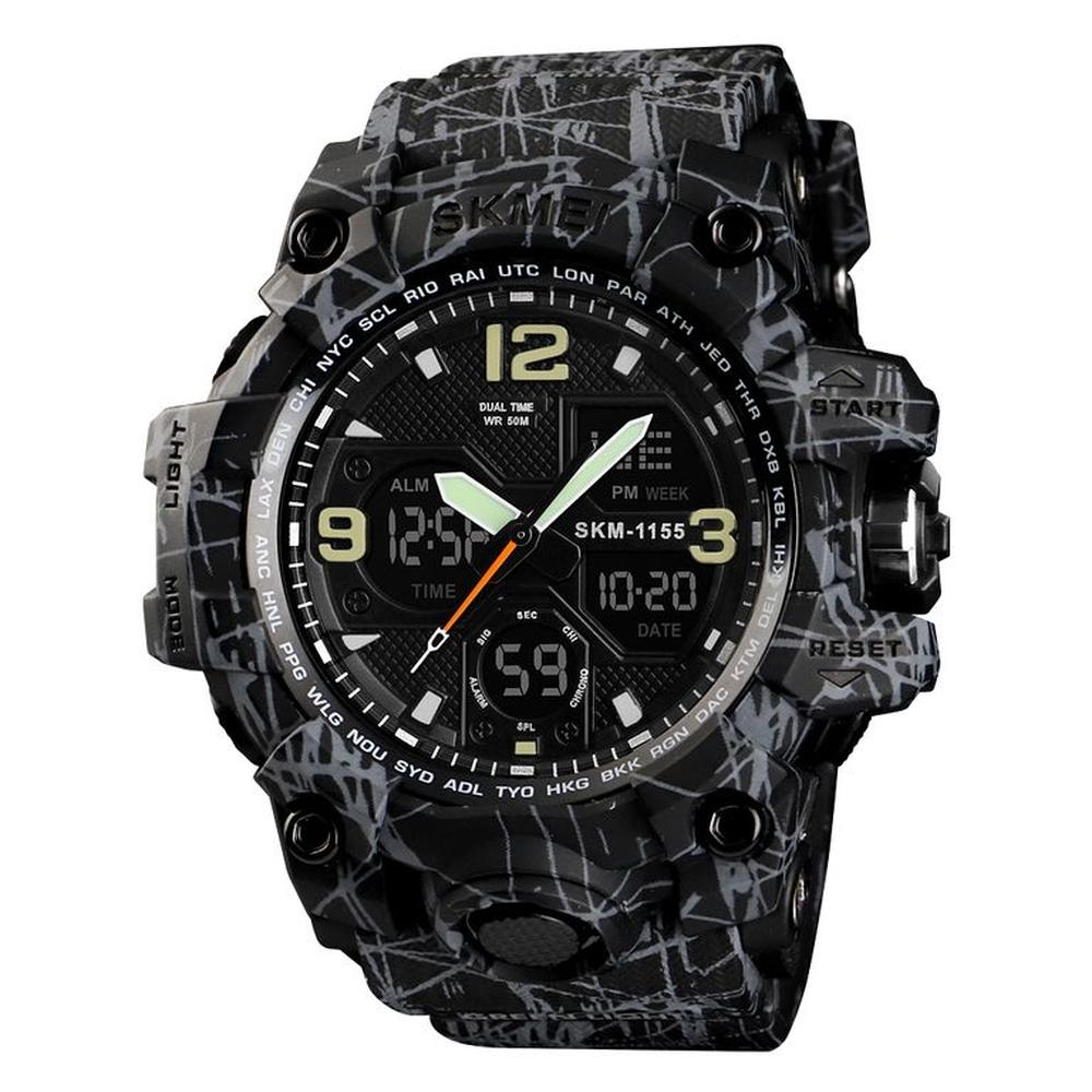 Reloj Skmei 1155 CAMUFLADO GRIS Correa Silicona.
