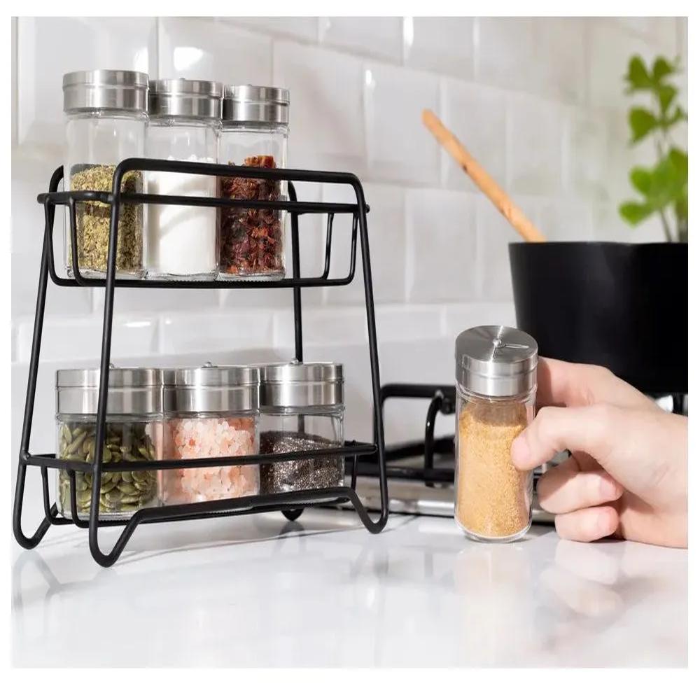 Condimenteros y especias  de Vidrio y Acero 2 Niveles