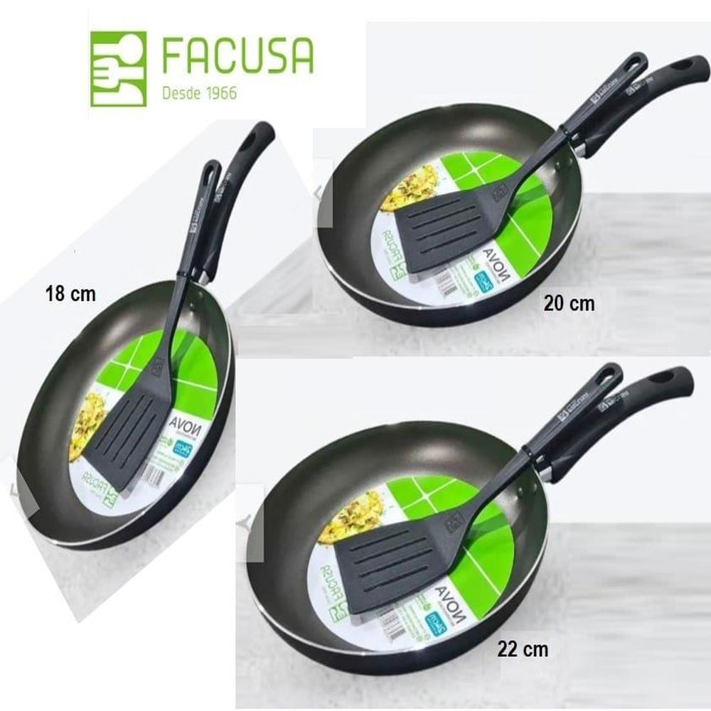 Set de Sartenes Facusa 22cm ,20 cm y  18  cm C/ Espatulas