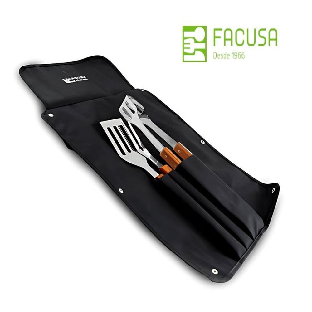 Set de Utensilios x 3 piezas con mandil BBQ  Facusa