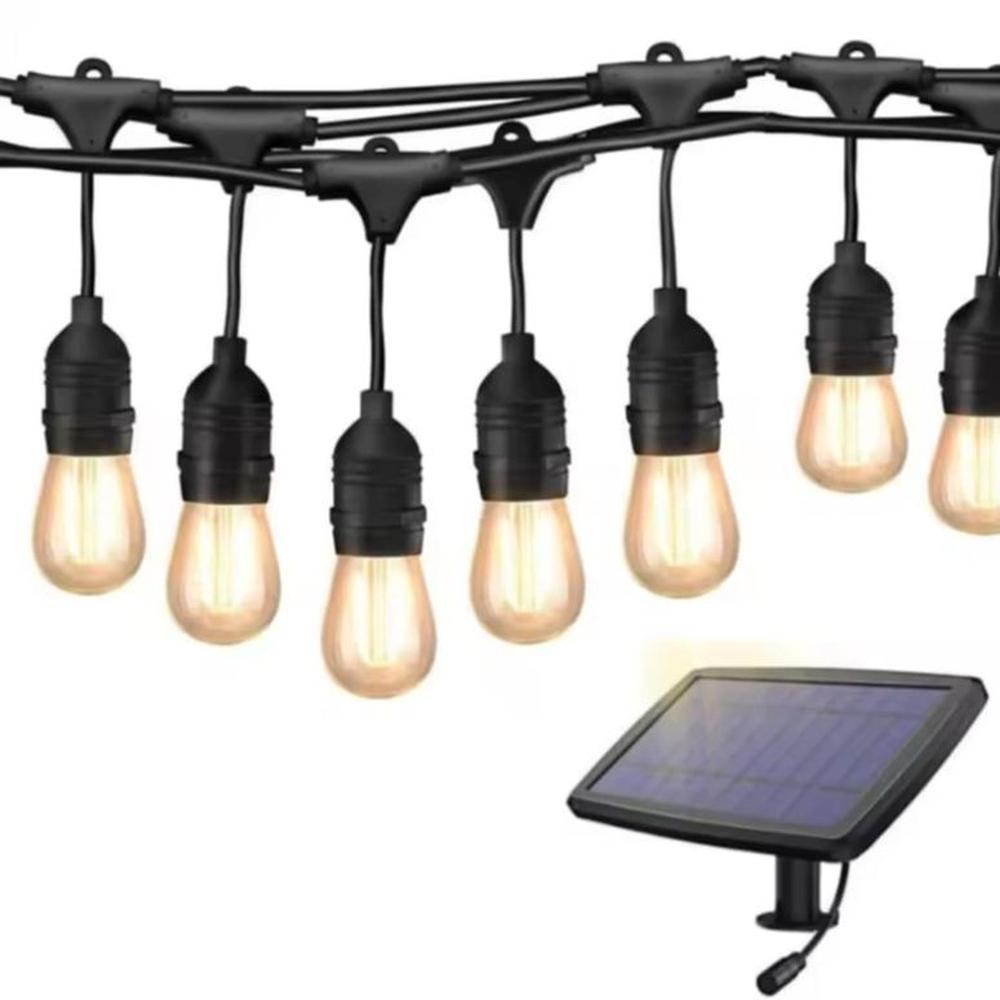 Guirnalda Luces Vintage 20 Focos 10M Cable Solar y Corriente
