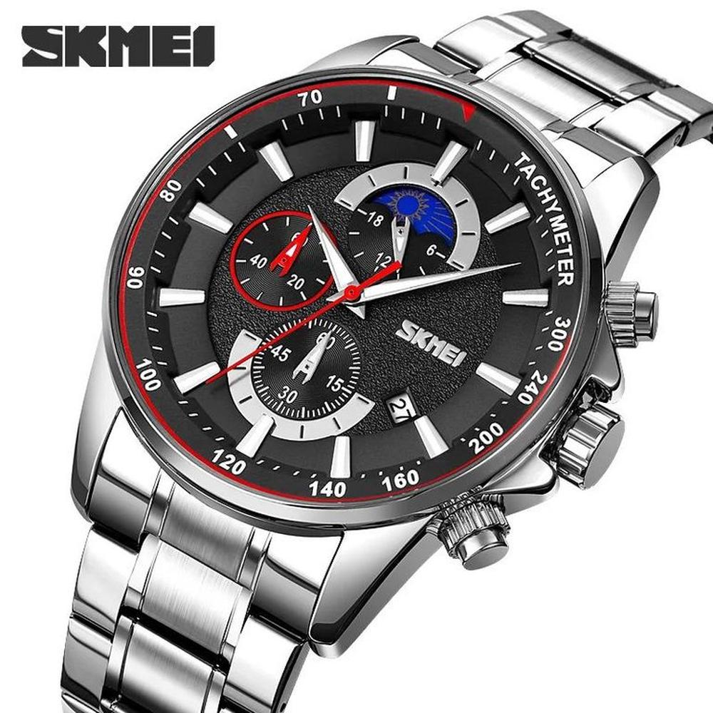 Reloj Skmei 9250 PLATEADO FONDO NEGRO Cronómetro