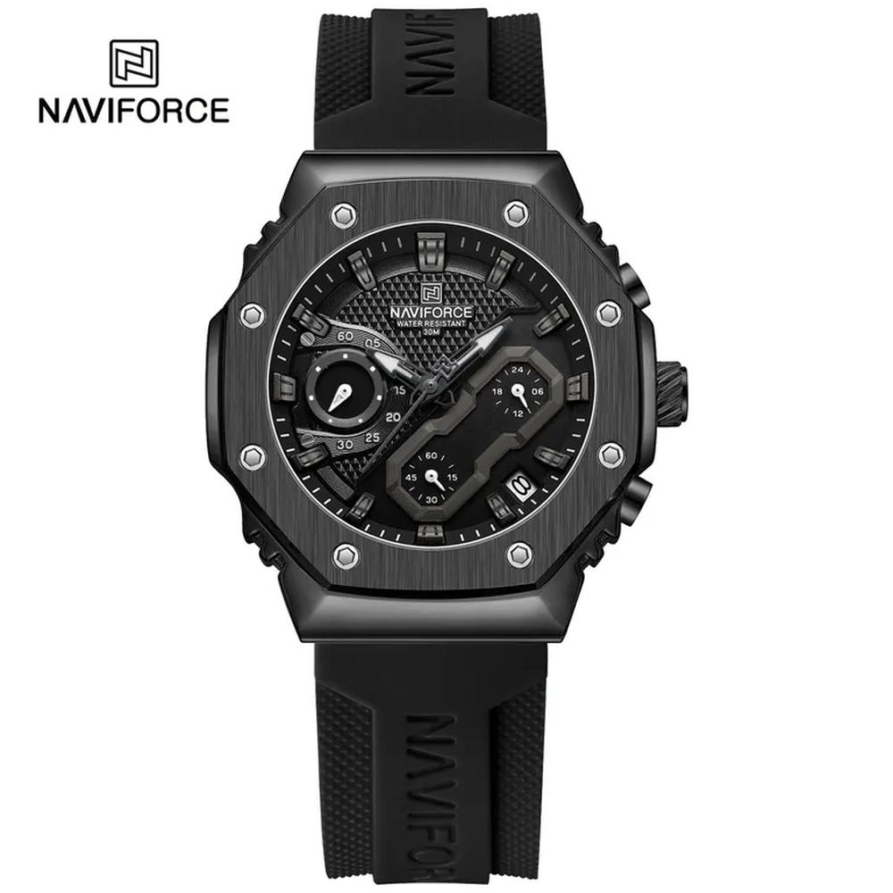 Reloj Naviforce 8035 Borde Negro Correa Negra