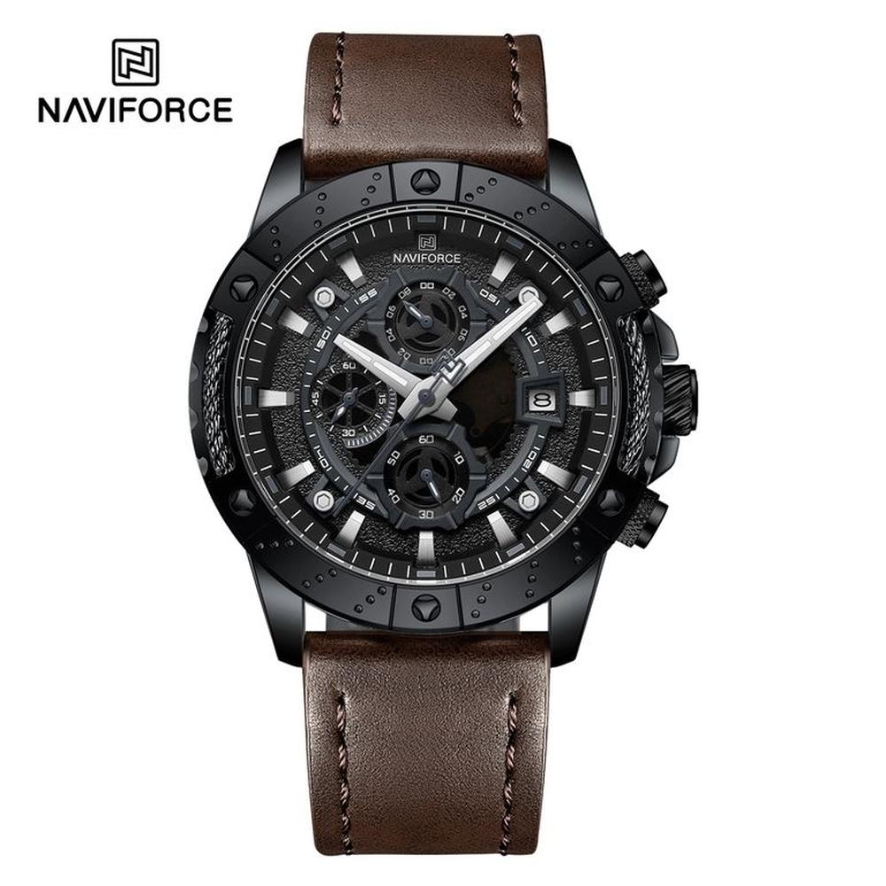 Reloj Naviforce NF8055 Negro Correa Cuero para Caballero