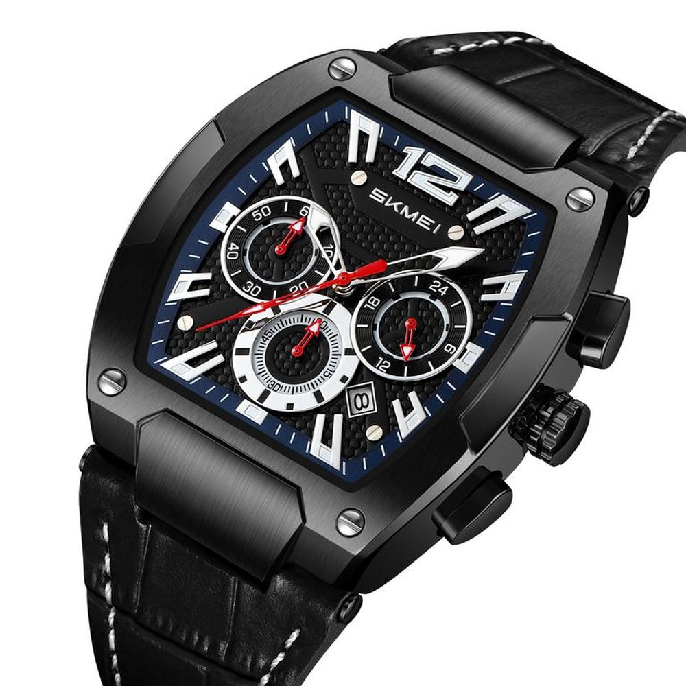 Reloj Skmei 9357 3 Diales y Cronómetro Correa de cuero Caballero