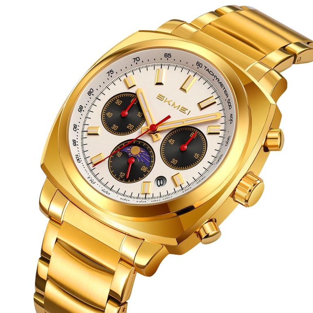 Reloj Skmei 9360 Plateado Correa Acero Digital Analogo