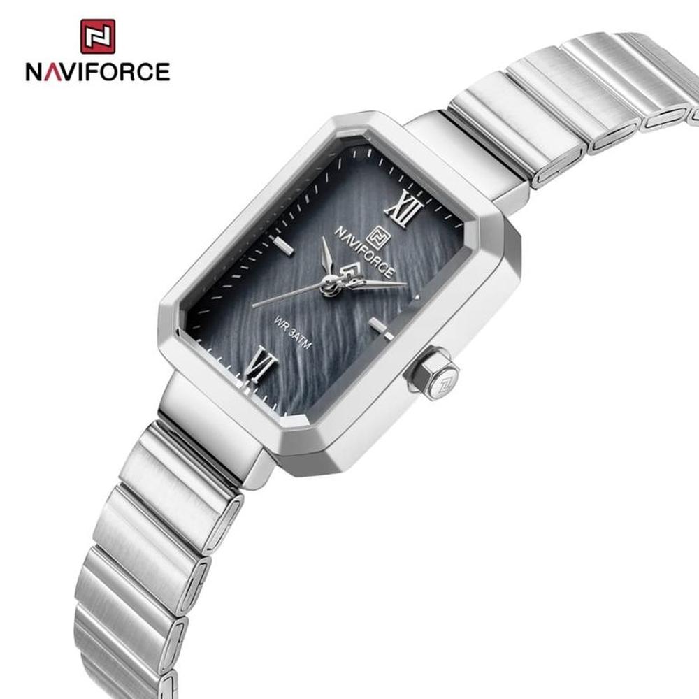 Reloj Naviforce 5050 Correa Acero Plateado Para Dama