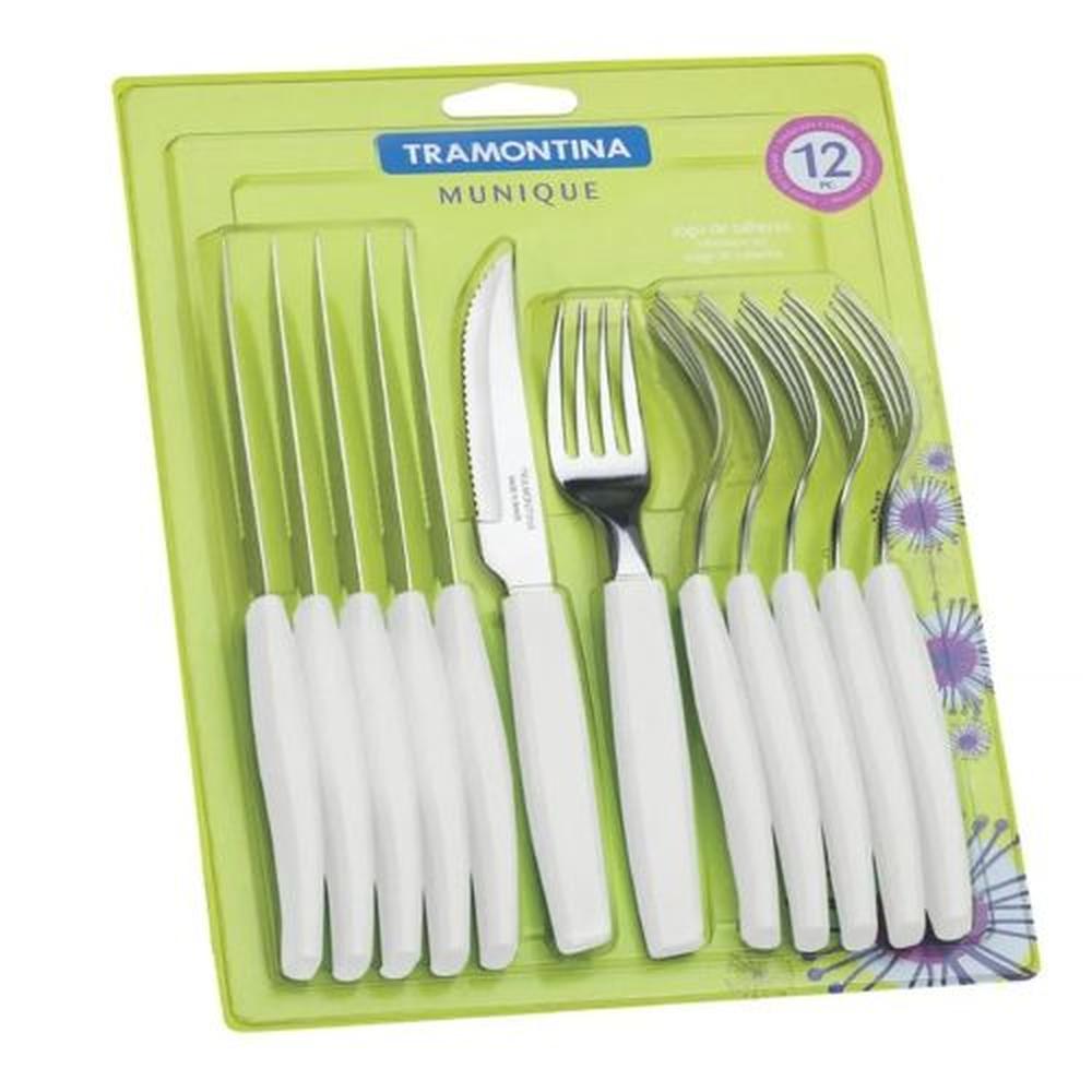 Jgo De Cubiertos X 12 Munique Blanco - Tramontina