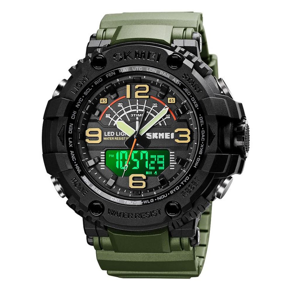 Reloj Skmei 1617 Verde Correa Silicona DUAL TIME Digital Analogo