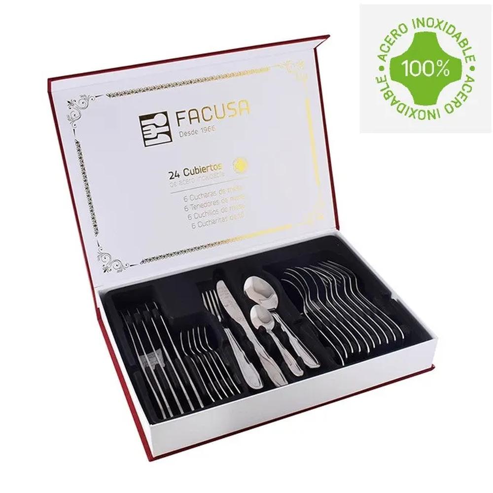 Juego de Cubiertos Facusa x 24 piezas Caja de Regalo
