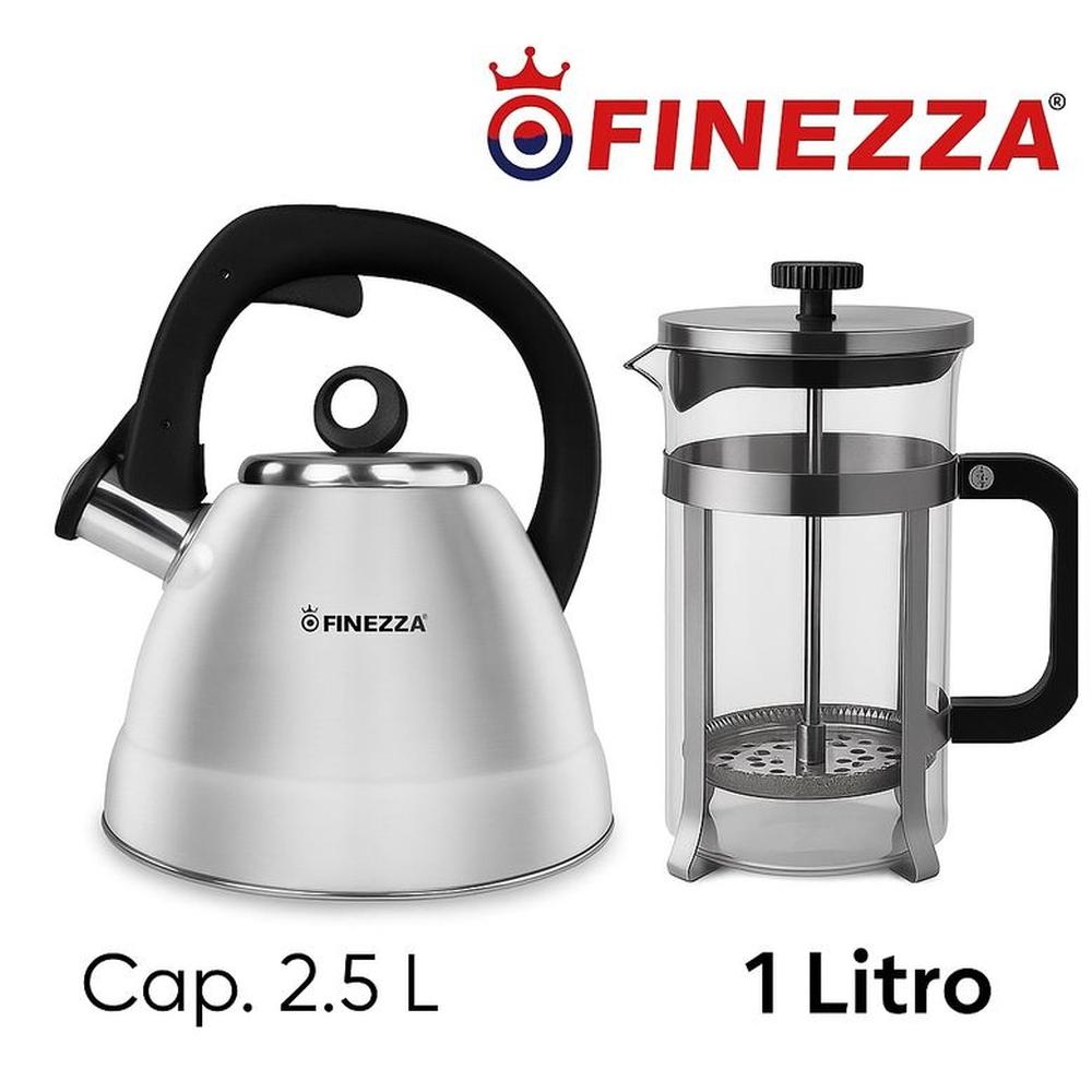 COMBO Tetera Finezza  2.50 Lt. y Cafetera FRANCES  Acero Inoxidable
