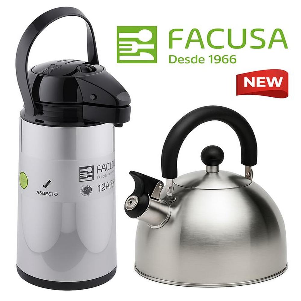 Combo Termo Sifón Facusa y Tetera 2 lt Acero Inoxidable Facusa