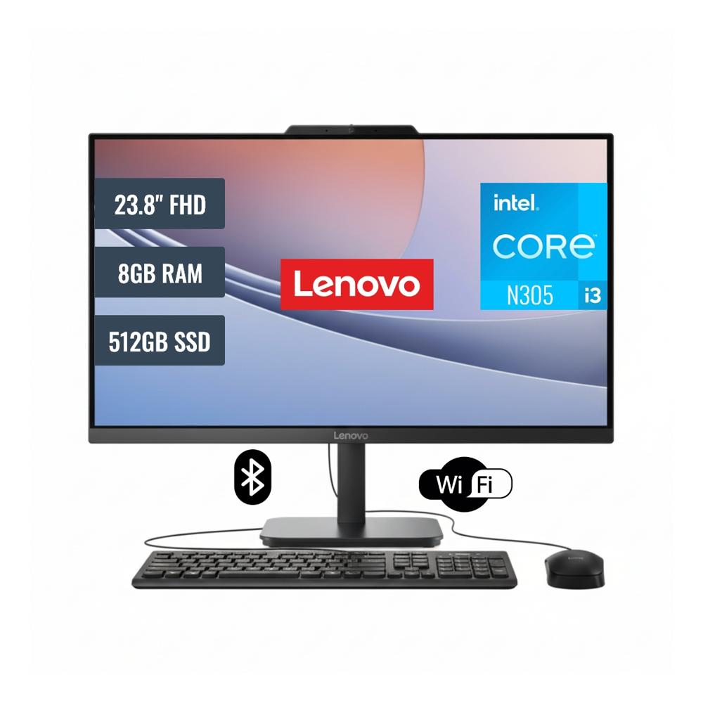 All In One Lenovo V100 Intel Core i3 N305 8GB RAM 512GB SSD 23.8 FHD FreeDOS 13BE004ALD