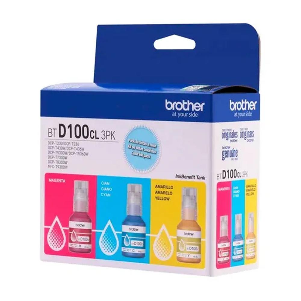 BROTHER BTD100CL3PK Pack de 3 tintas de color D100 C/M/Y
