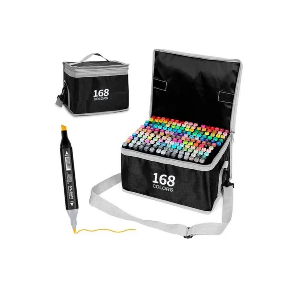 Set De Plumones Kawai 168 Colores Doble Punta Negro