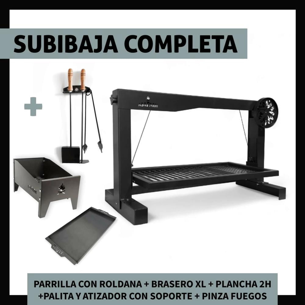 Parrilla a Carbón Leña Subibaja Completo 100 Hierro Fundido