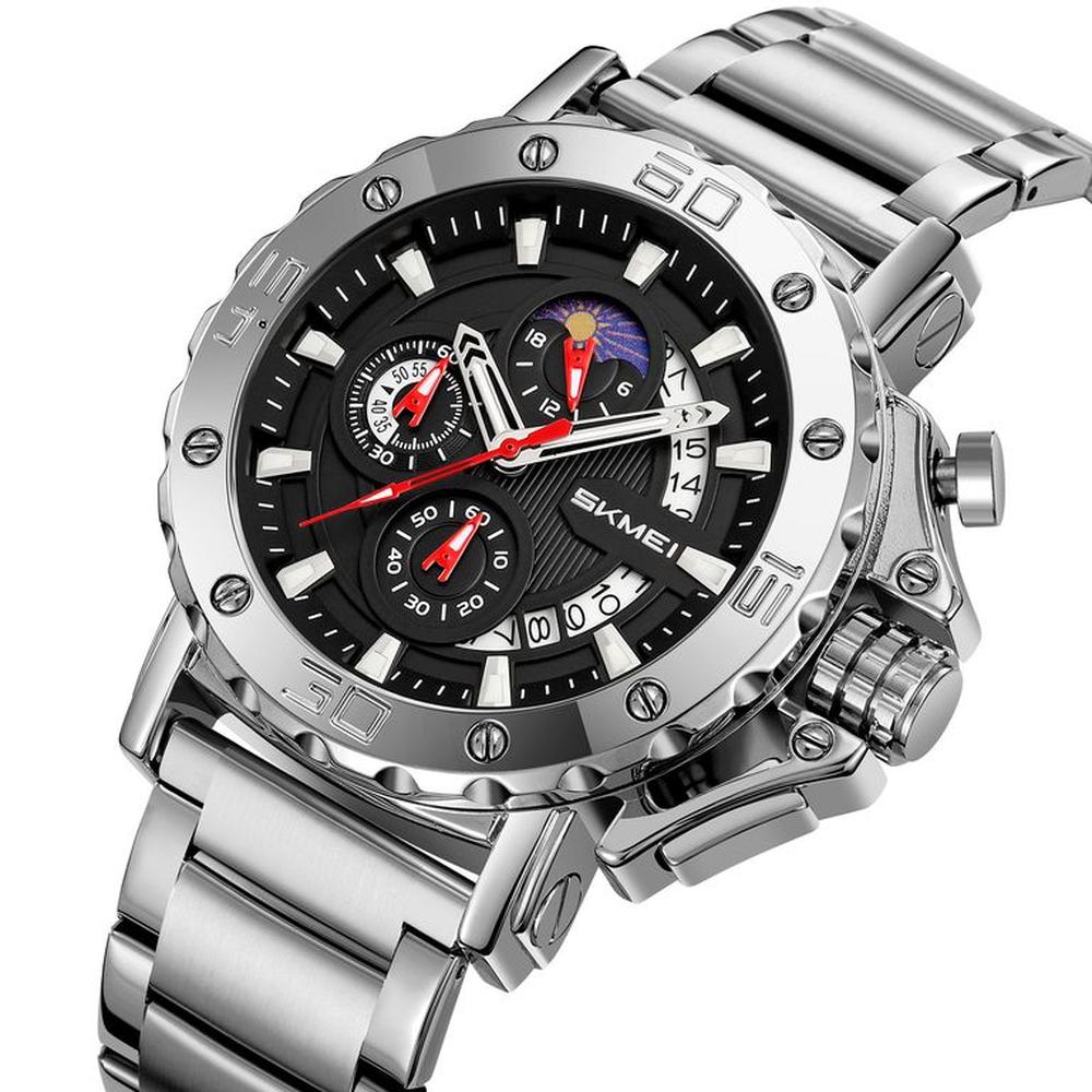 Reloj Skmei 9344 MOON PHASE Cronómetro Correa Acero
