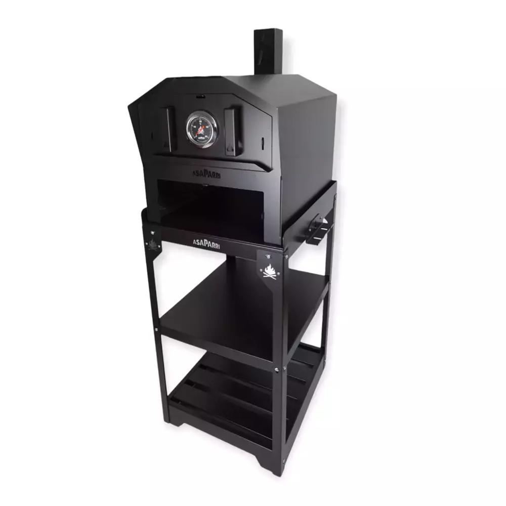 Parrilla a Carbón Leña Hornito Doble con Base Hierro Fundido