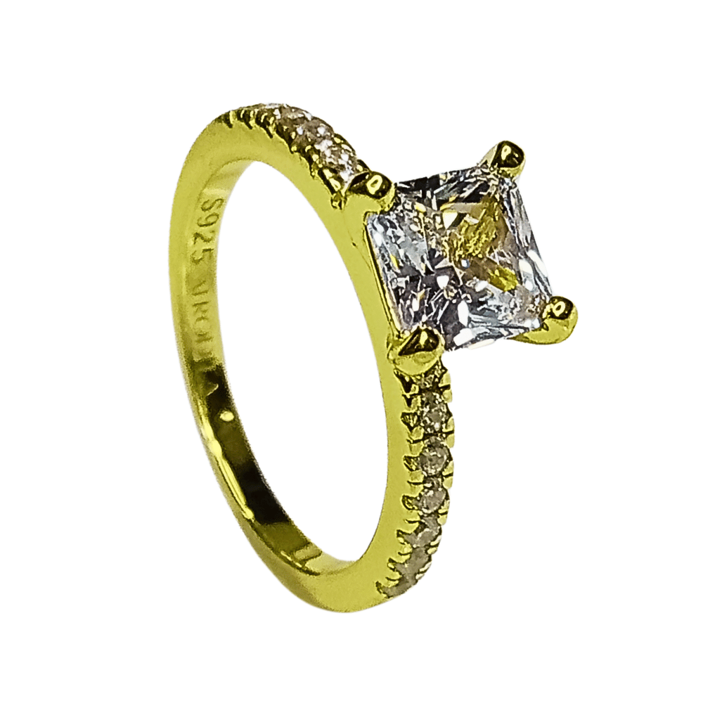 Anillo de Compromiso Afrodita 368 Plata Maciza Bañado en Oro T9