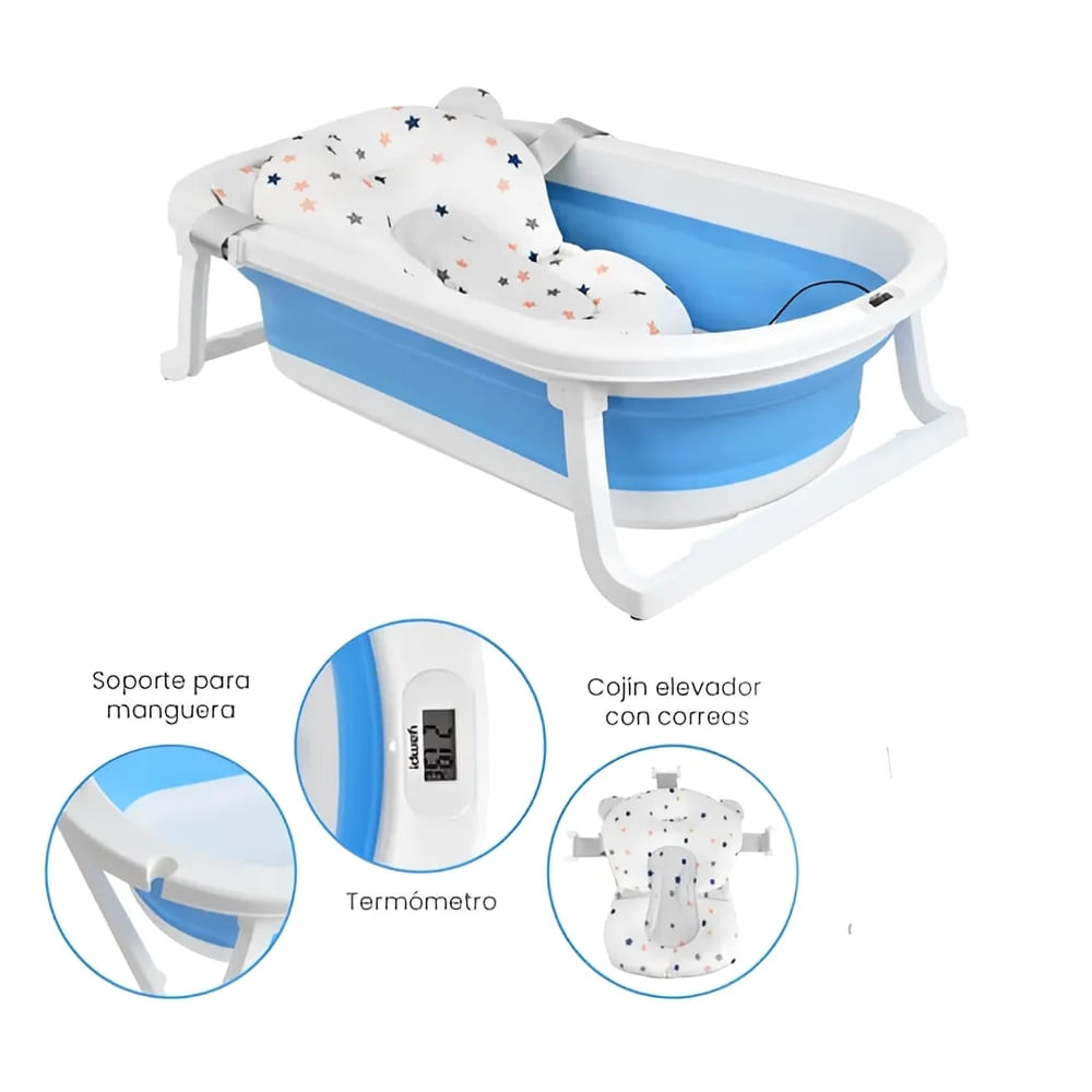 Tina de Baño Bebe Con Termometro Celeste
