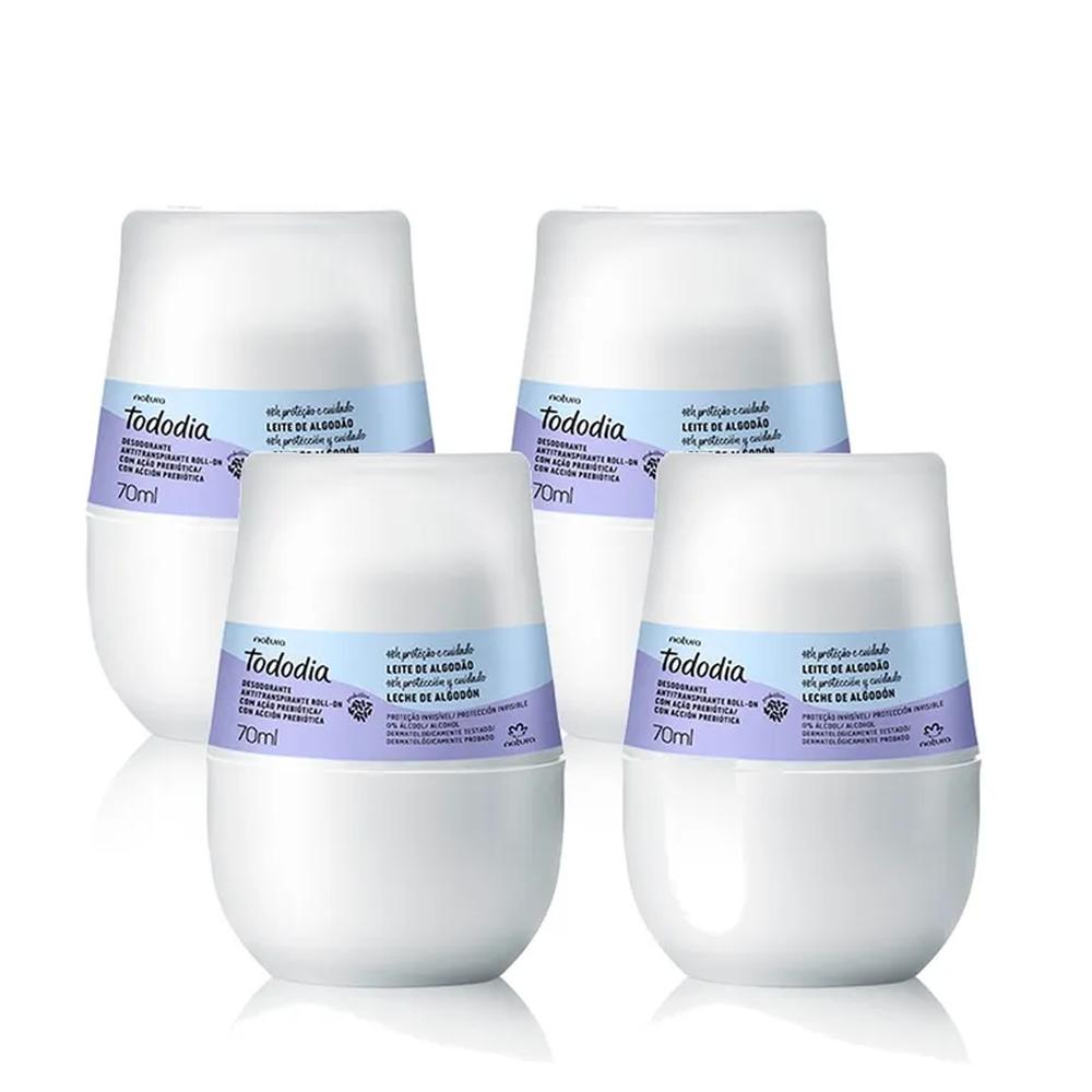 Desodorante Natura Tododia Algodón Roll-On Invisible x4 und