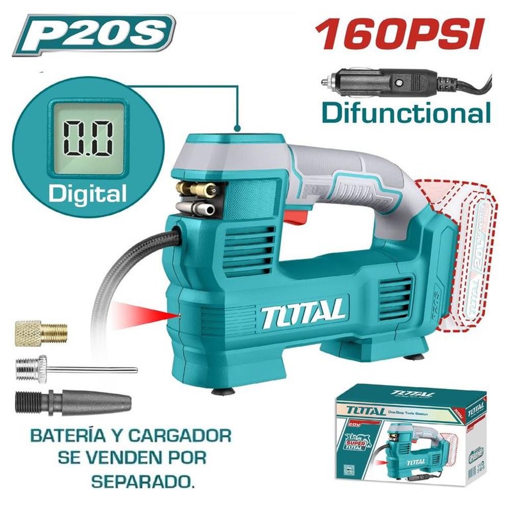 Compresora De Aire Automático Inalámbrica 20v 160 Psi 35L Total -TACLI2012