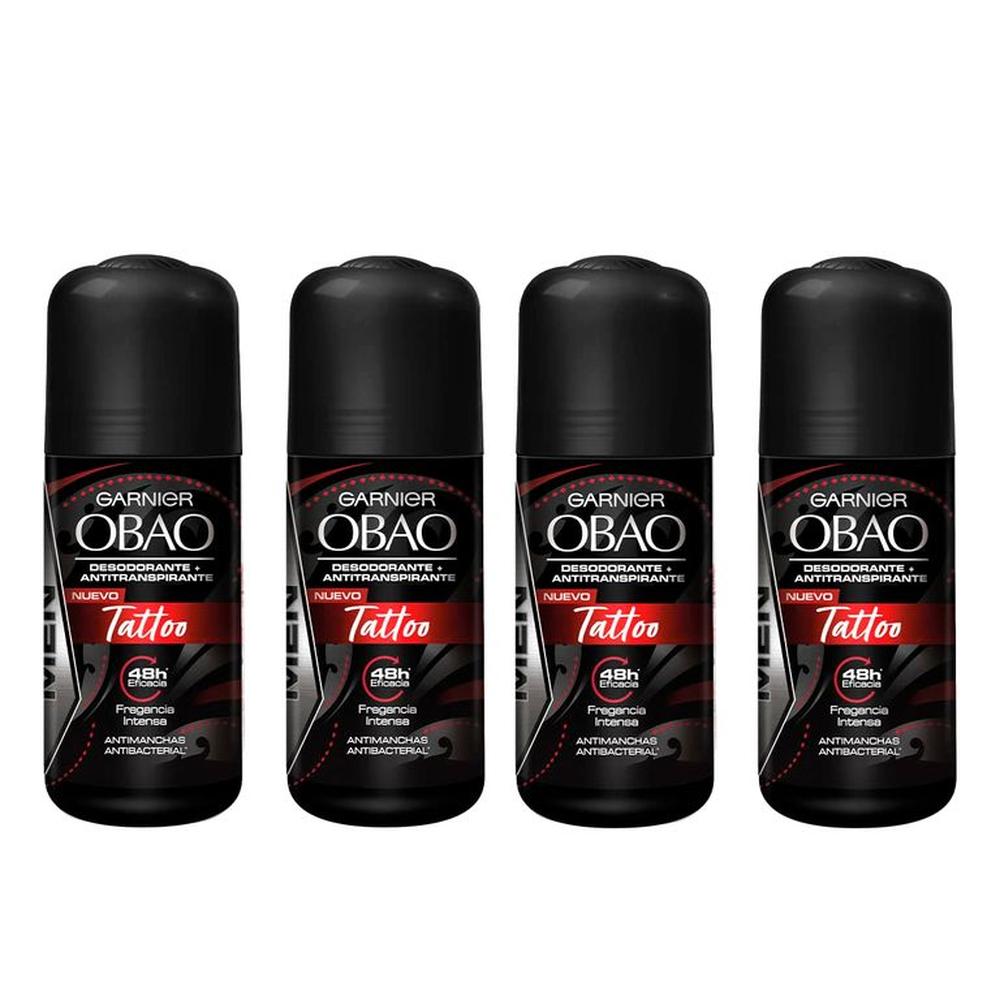 KIT x4 Desodorante roll on de hombre obao tattoo
