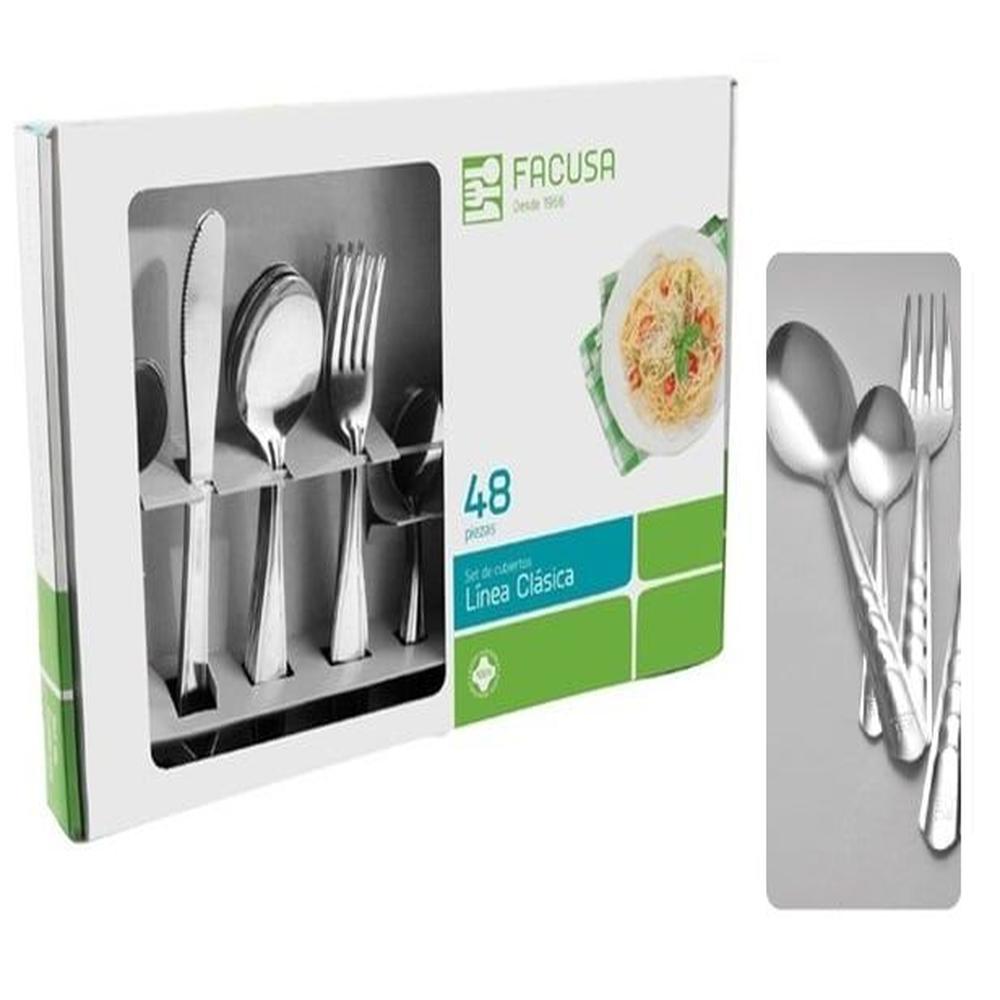 Set de cubiertos 48 Piezas Acero Inoxidable Modelo 80 Facusa