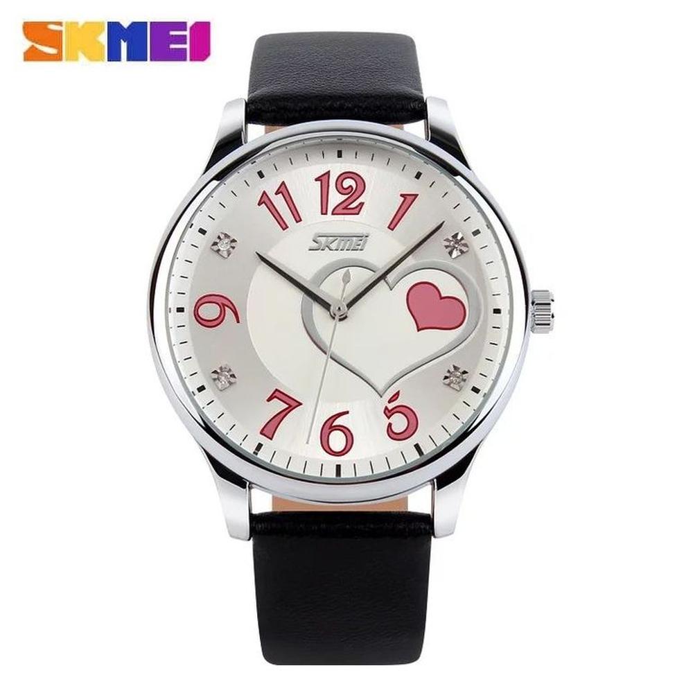 RELOJ SKMEI 9085 NEGRO CORREA CUERO PARA MUJER.